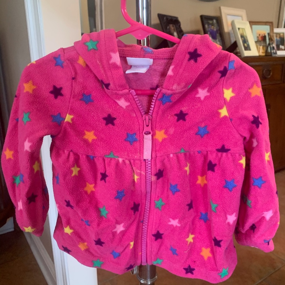 Toddler fleece zip up hoodie. Pink.